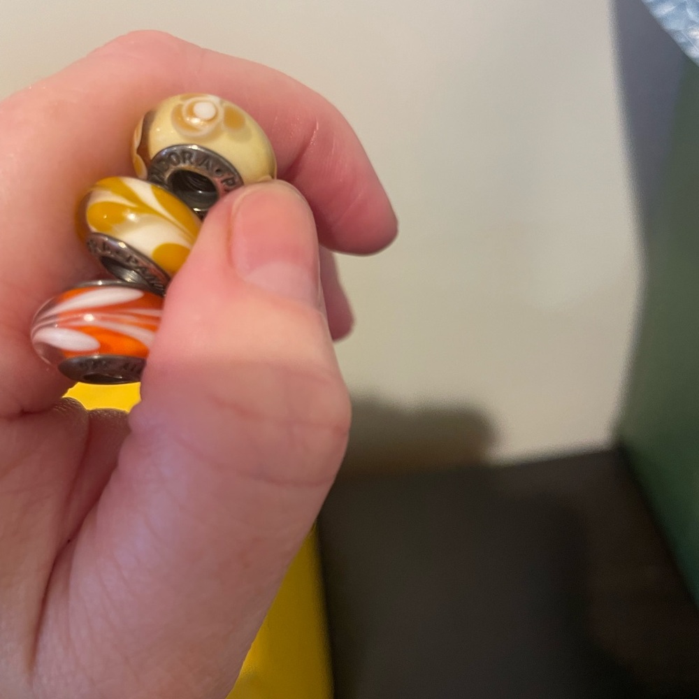 Pandora Swirl Glass Charm Set in Orange and Yellow
